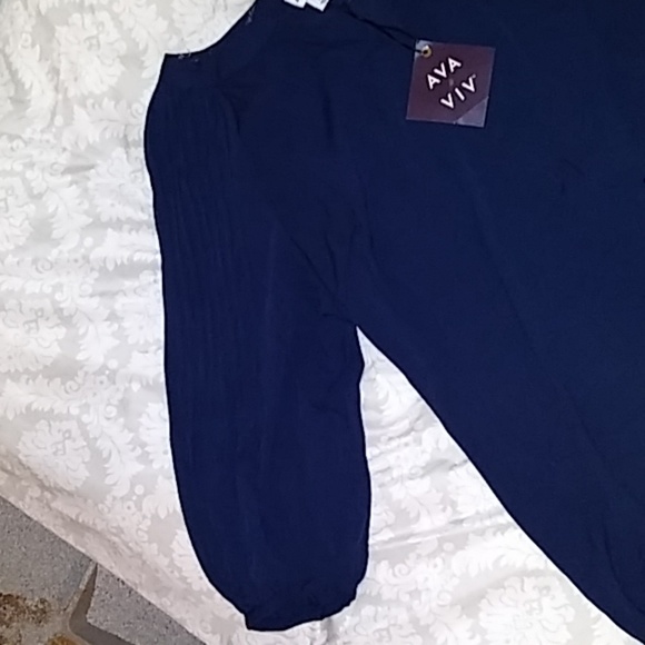 Dark blue plus size blouse - Picture 3 of 4